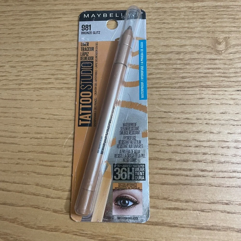 Maybelline Tattoo Studio Waterproof Eye Liner Gel Pencil #981 Bronze Glitz New